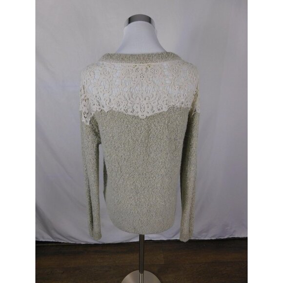 Forever 21 Plus Sage Green Lace Shoulder Sweater 1X - Metallic Knit - Excellent - Picture 4 of 11